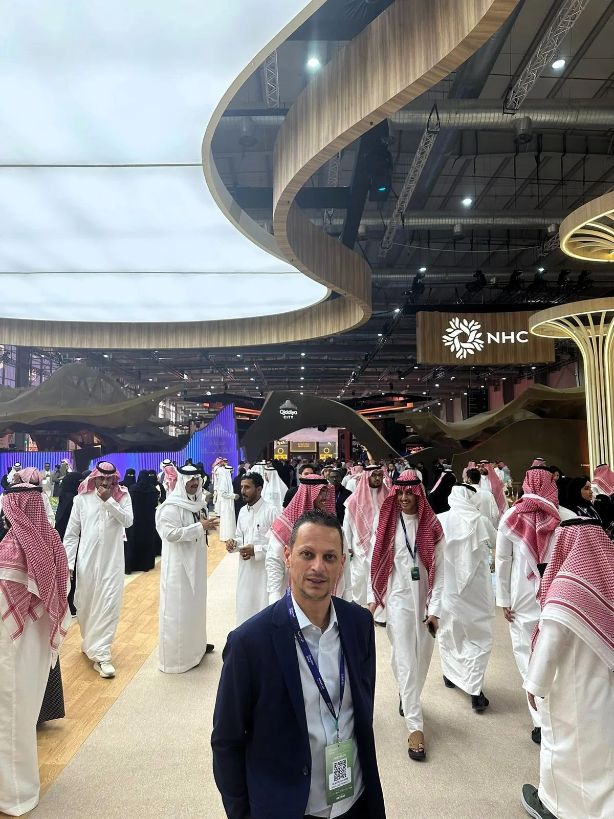 Claudio Caldare walking the exhibition floor at Cityscape Global in Riyadh.
